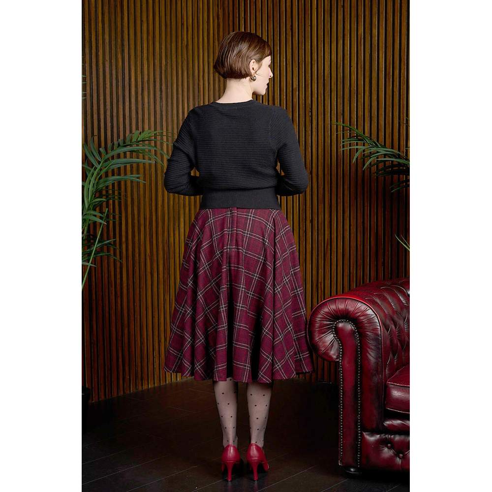 Banned - Wool Mix Cary Lovely Checks Skirt - Burgundy